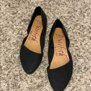 Suede black flats back is leather. Super cute